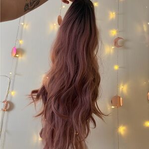 Long Wavy Wig - Dusty Rose Pink
